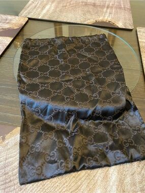 Gucci Black Monogram Satin dust bag